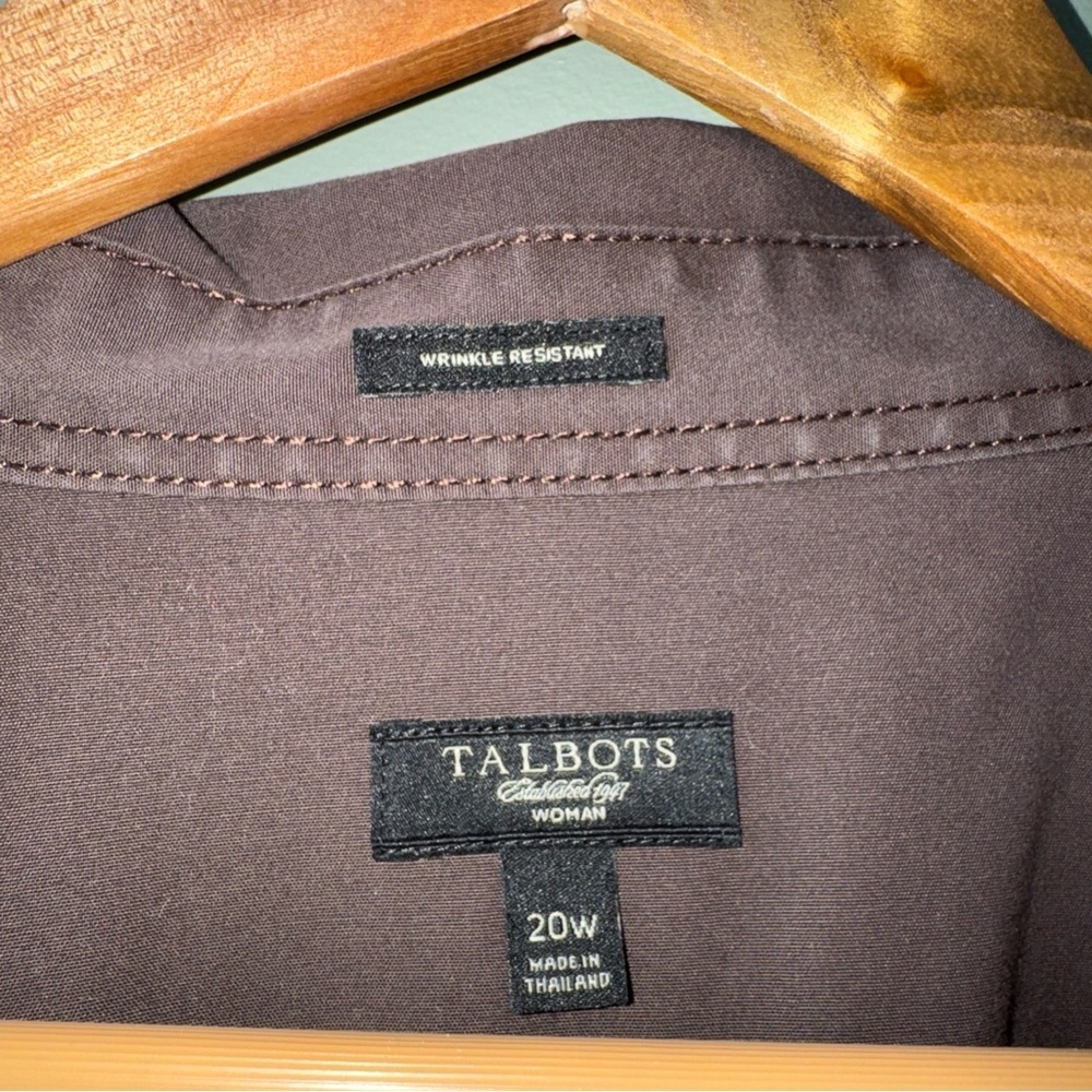 Talbots Womens Plus Black 3/4 Sleeve Button Up Shirt Blouse Herringbone Trim 20W - Picture 8 of 11